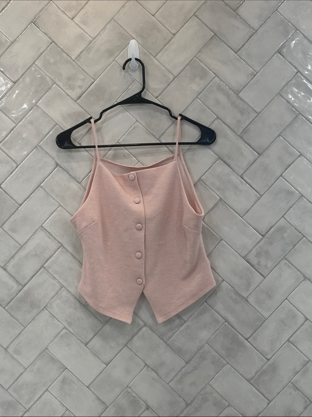Zara Blush Pink Button-Front Knit Cami